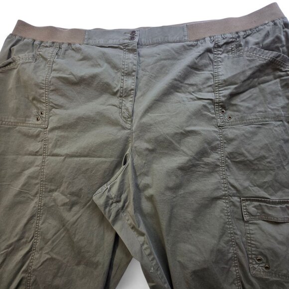 Liz & Me Womens 5X Olive Green Cargo Capri Pants Elastic Waistband Pockets - Picture 5 of 15